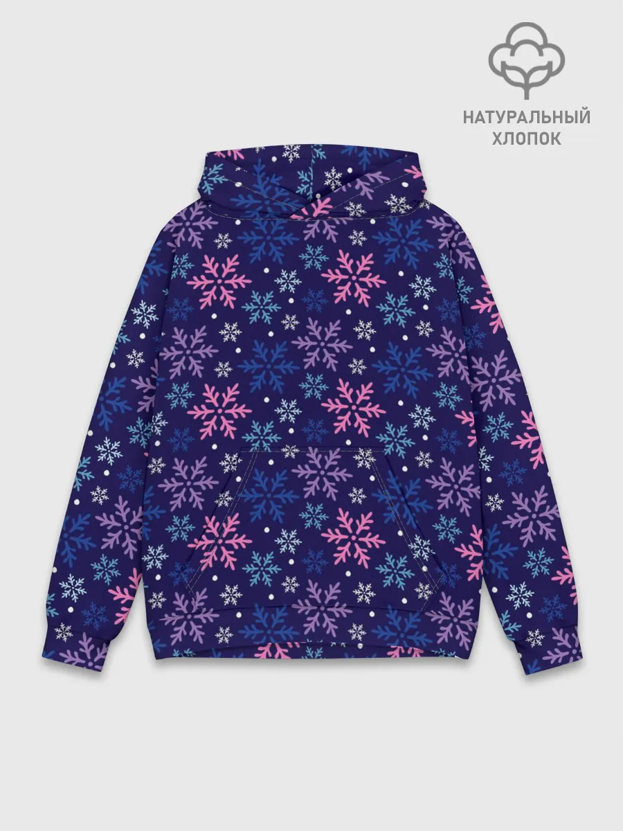 Худи мужской база хлопок / Ночные Снежинки