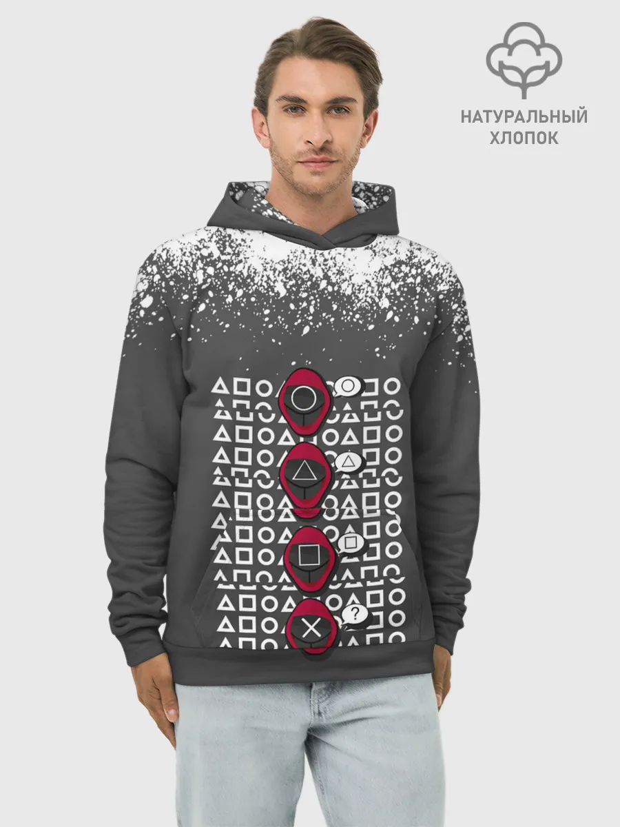 Худи мужской база хлопок / КТО КРЕСТ | ИГРА В КАЛЬМАРА