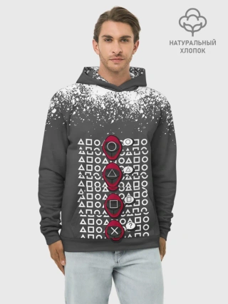 Худи мужской база хлопок / КТО КРЕСТ | ИГРА В КАЛЬМАРА