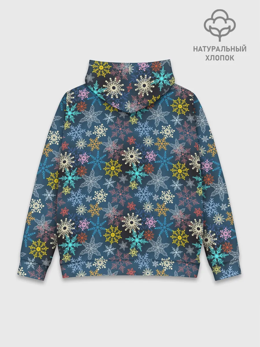 Худи мужской база хлопок / Красочные Снежинки