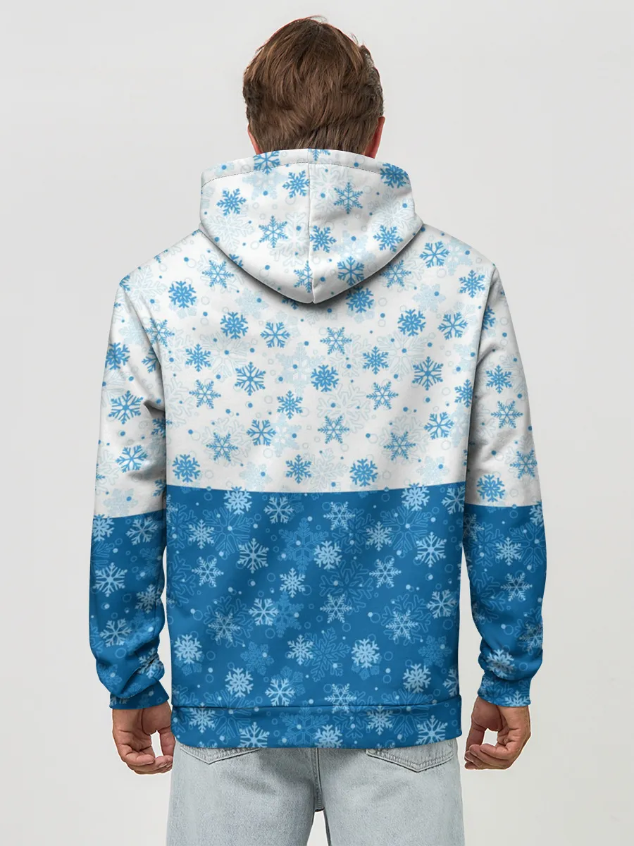 Худи мужской база хлопок / Светло-Тёмные Снежинки