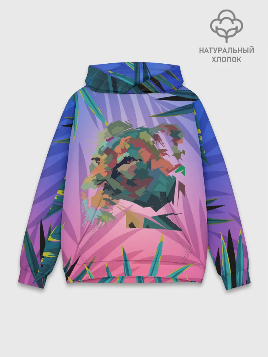 Худи мужской база хлопок / Тигр из абстракций