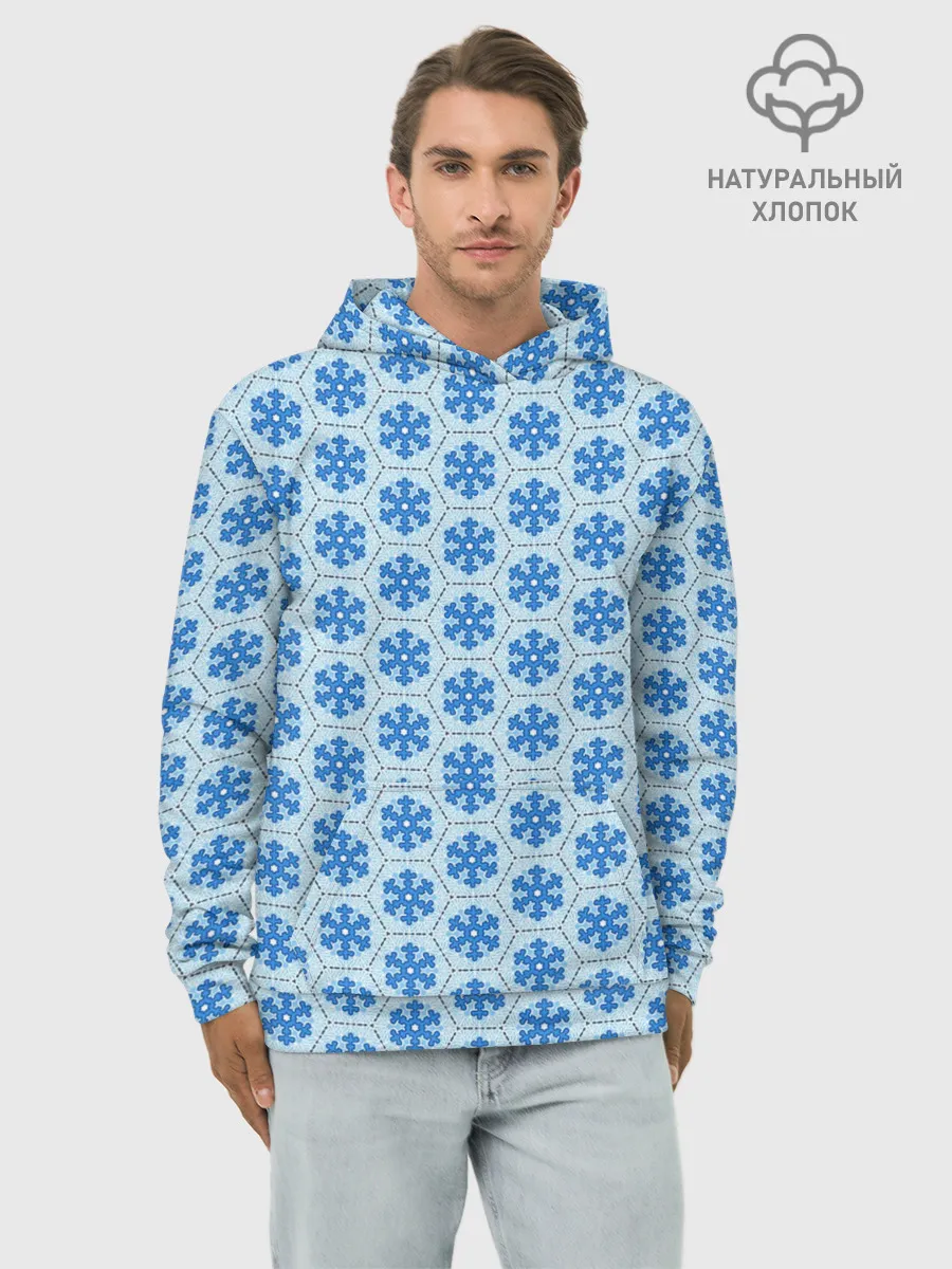 Худи мужской база хлопок / Снежинки