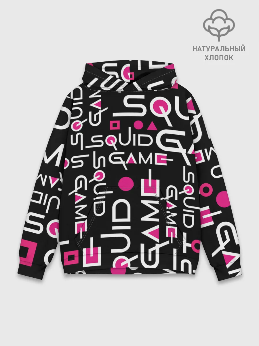 Худи мужской база хлопок / SQUID GAME ЛОГО PINK