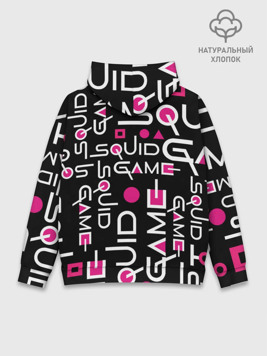 Худи мужской база хлопок / SQUID GAME ЛОГО PINK