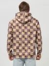 Худи мужской база хлопок / Коричневые и бежевые квадраты с линями