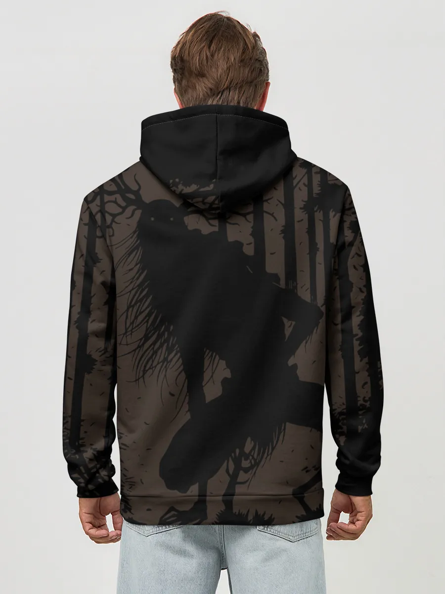 Худи мужской база хлопок / Зубастая тыква на Хэллоуин