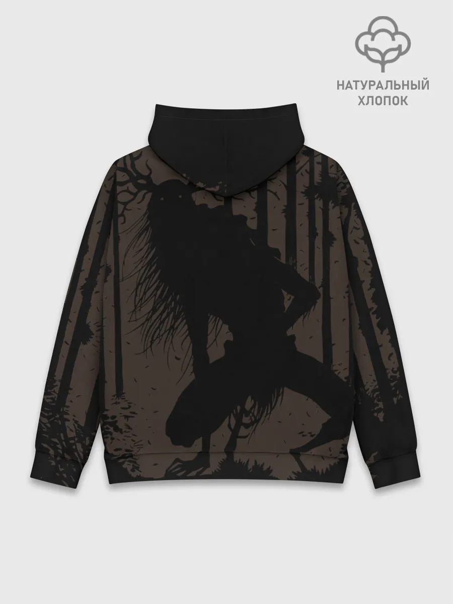 Худи мужской база хлопок / Зубастая тыква на Хэллоуин