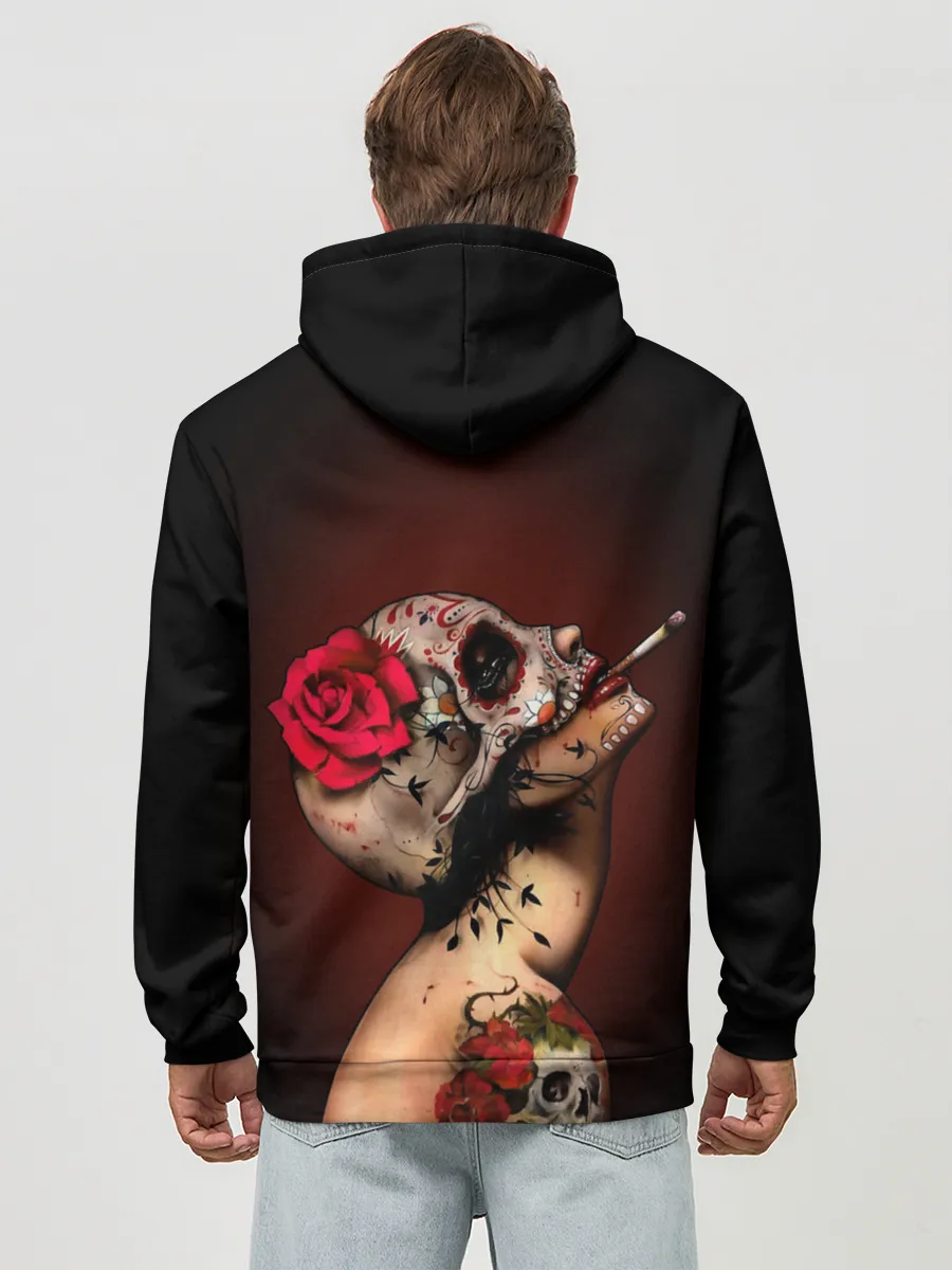 Худи мужской база хлопок / Ведьма с красной розой