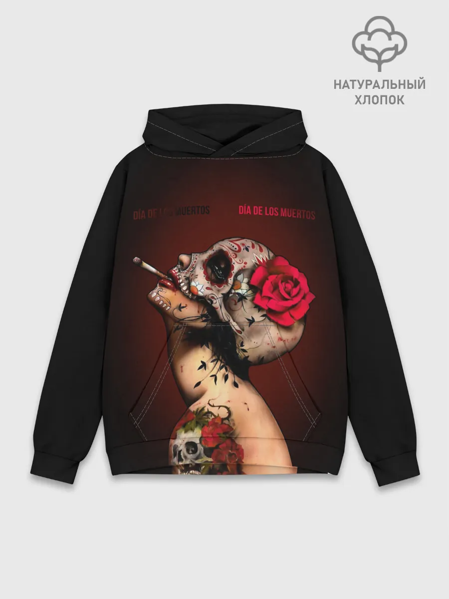 Худи мужской база хлопок / Ведьма с красной розой