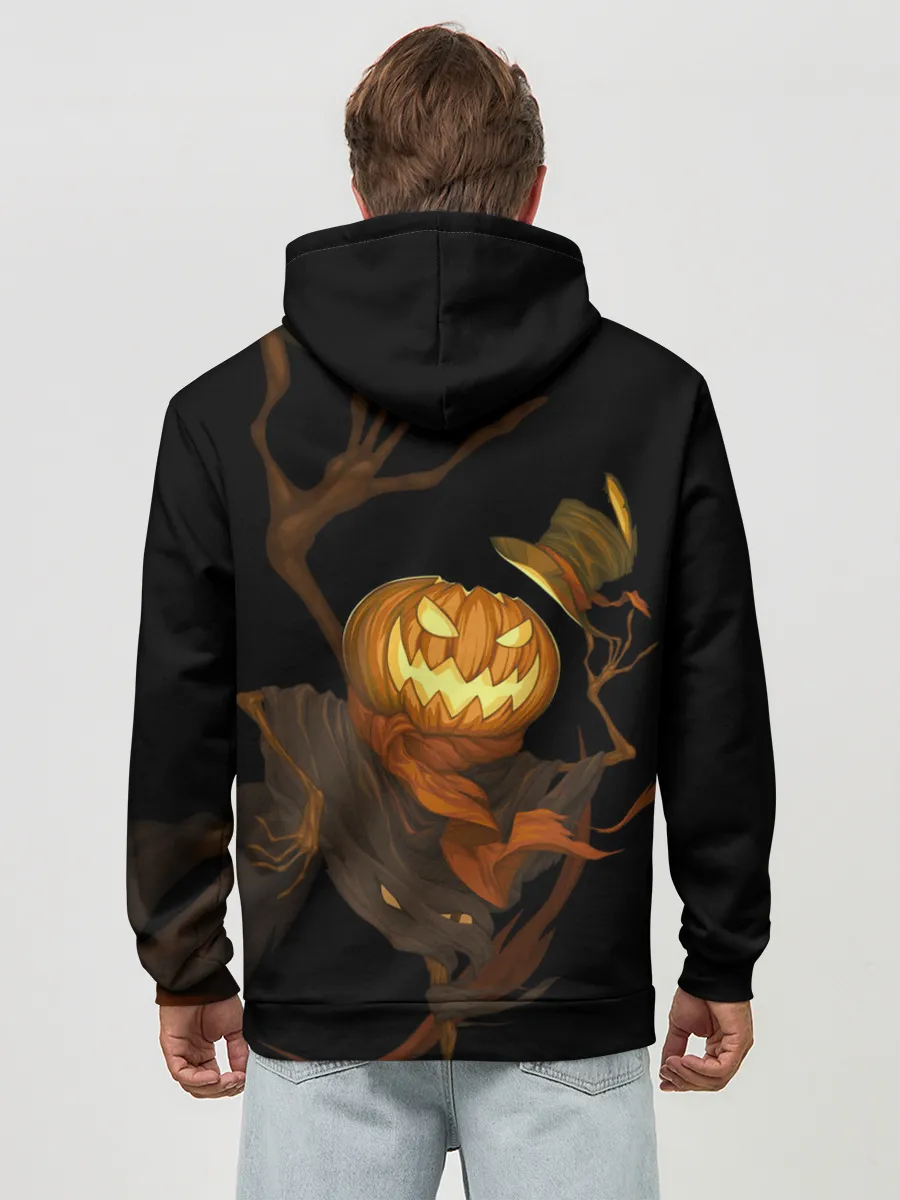 Худи мужской база хлопок / Приветливая тыква на Хэллоуин