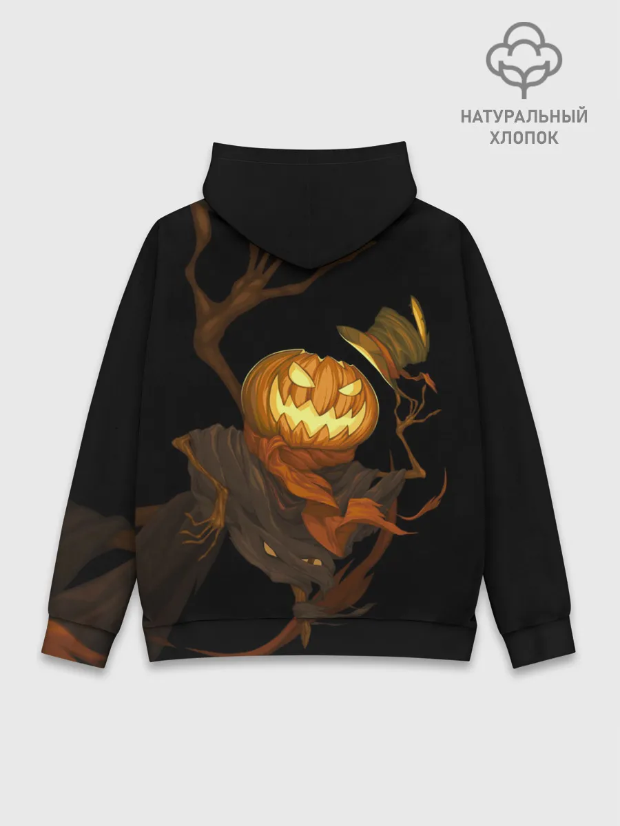 Худи мужской база хлопок / Приветливая тыква на Хэллоуин