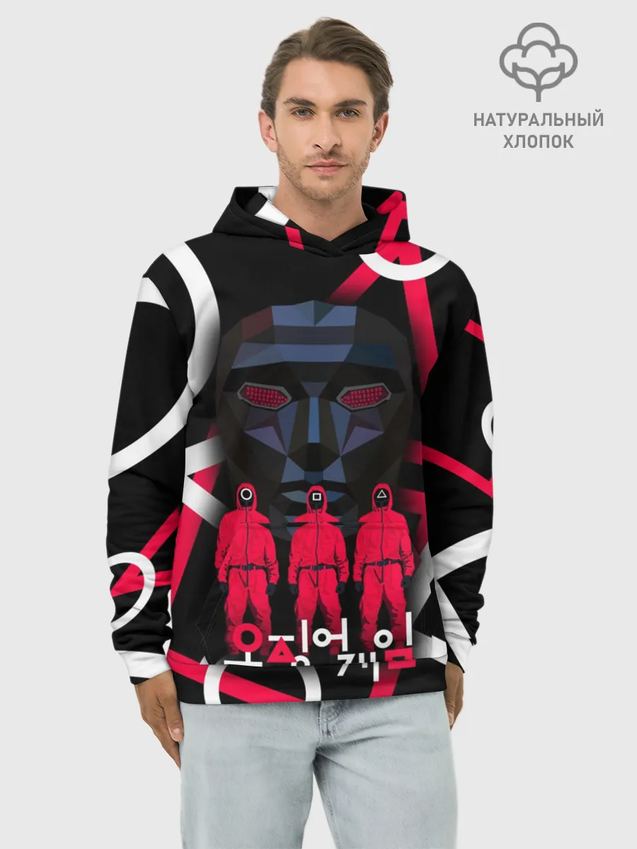 Худи мужской база хлопок / Игра в кальмара -маска ведущего