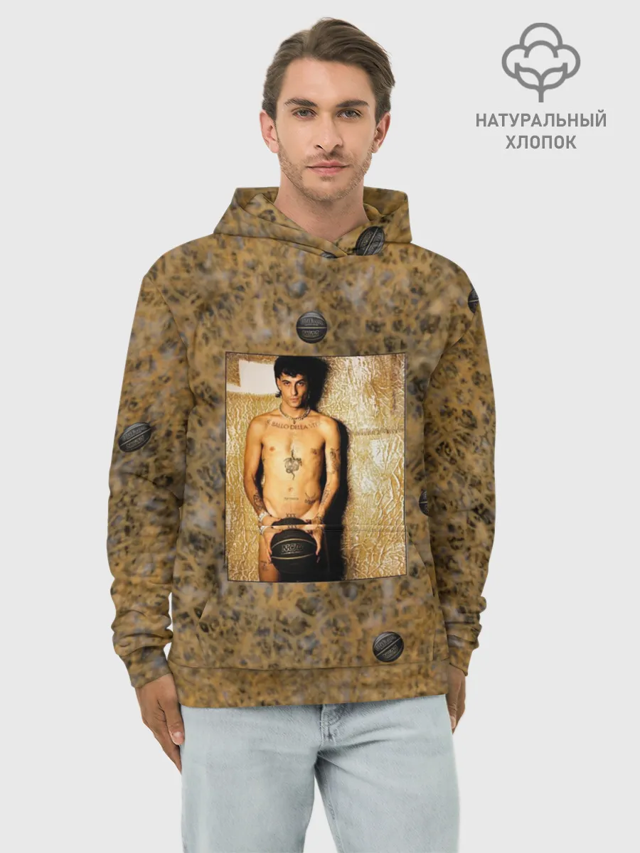 Худи мужской база хлопок / Damiano David. Фотосессия с мячом