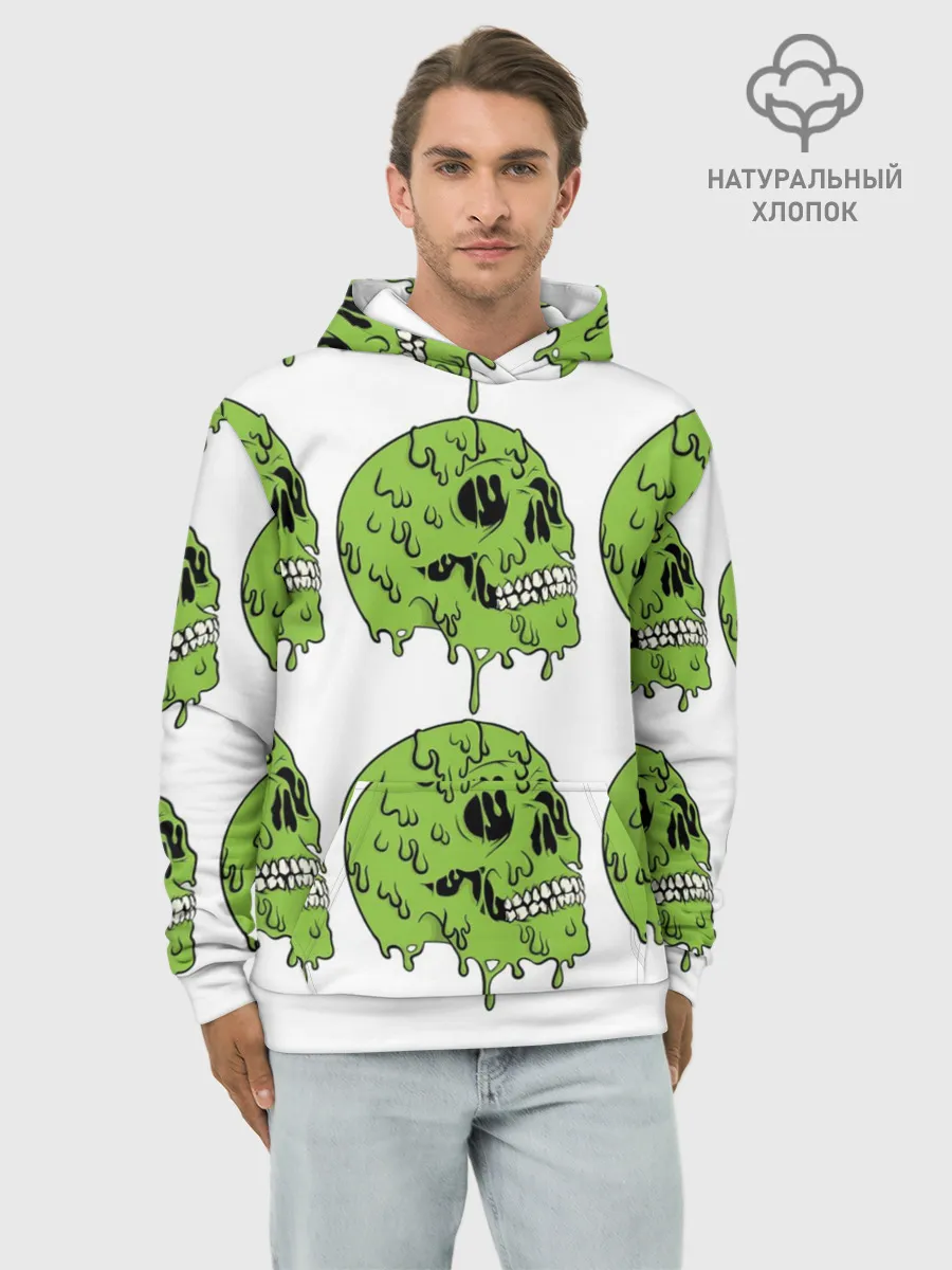 Худи мужской база хлопок / Кислотный Череп!)