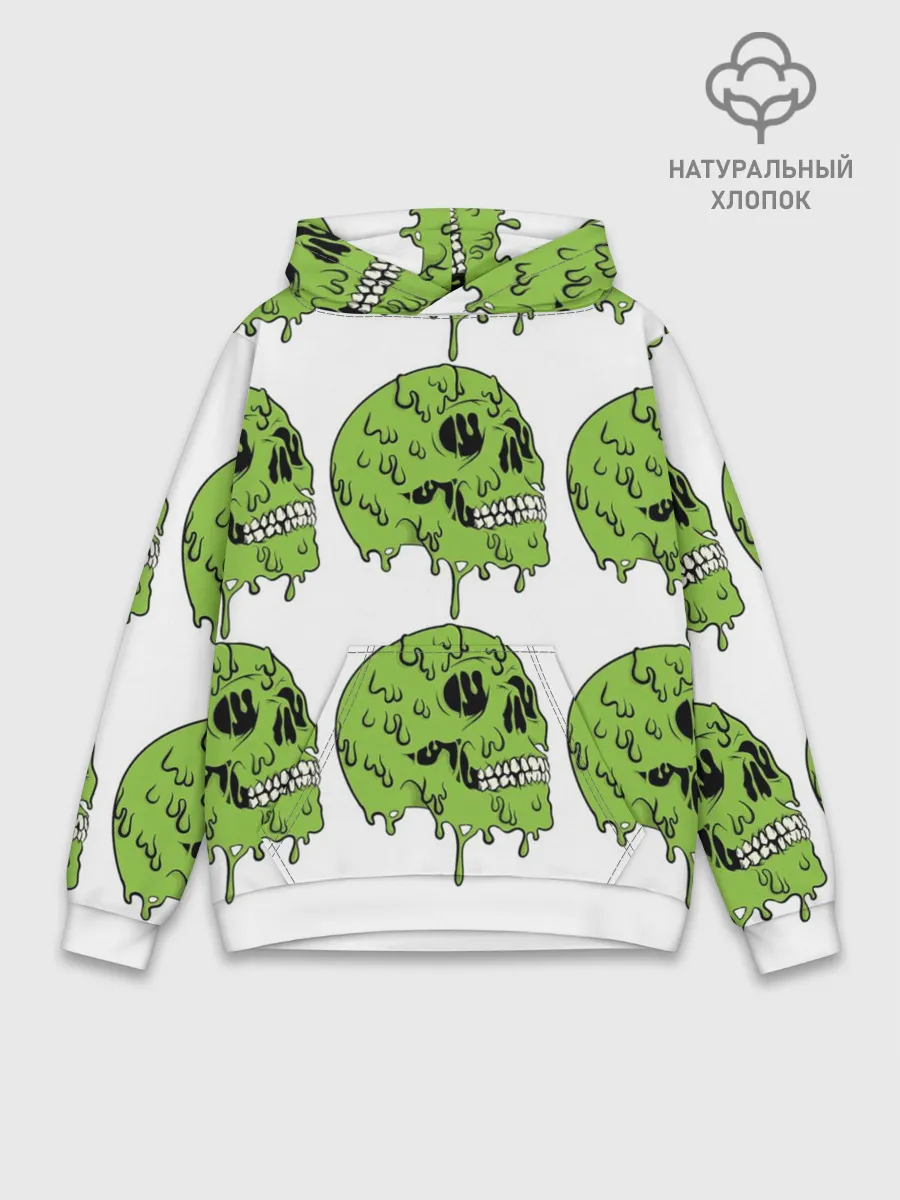 Худи мужской база хлопок / Кислотный Череп!)