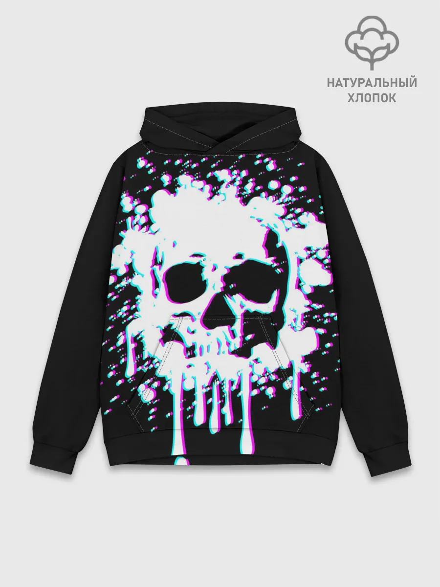 Худи мужской база хлопок / Мерцающий череп