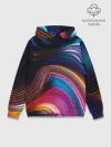 Худи мужской база хлопок / Цветные неоновые волны
