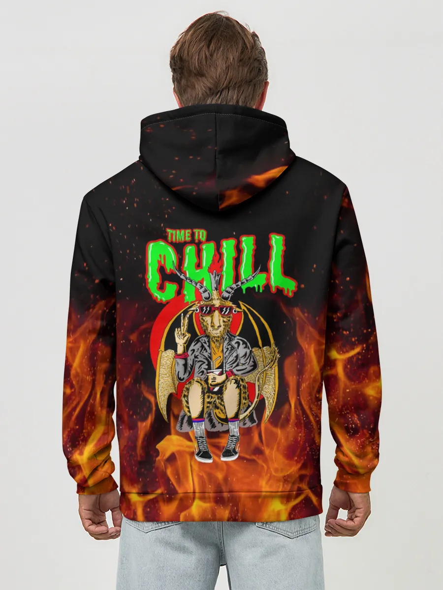 Худи мужской база хлопок / Time to chill in fire