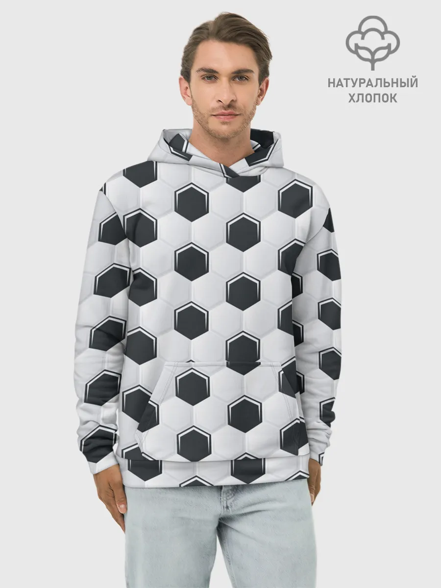 Худи мужской база хлопок / Текстура футбольного мяча