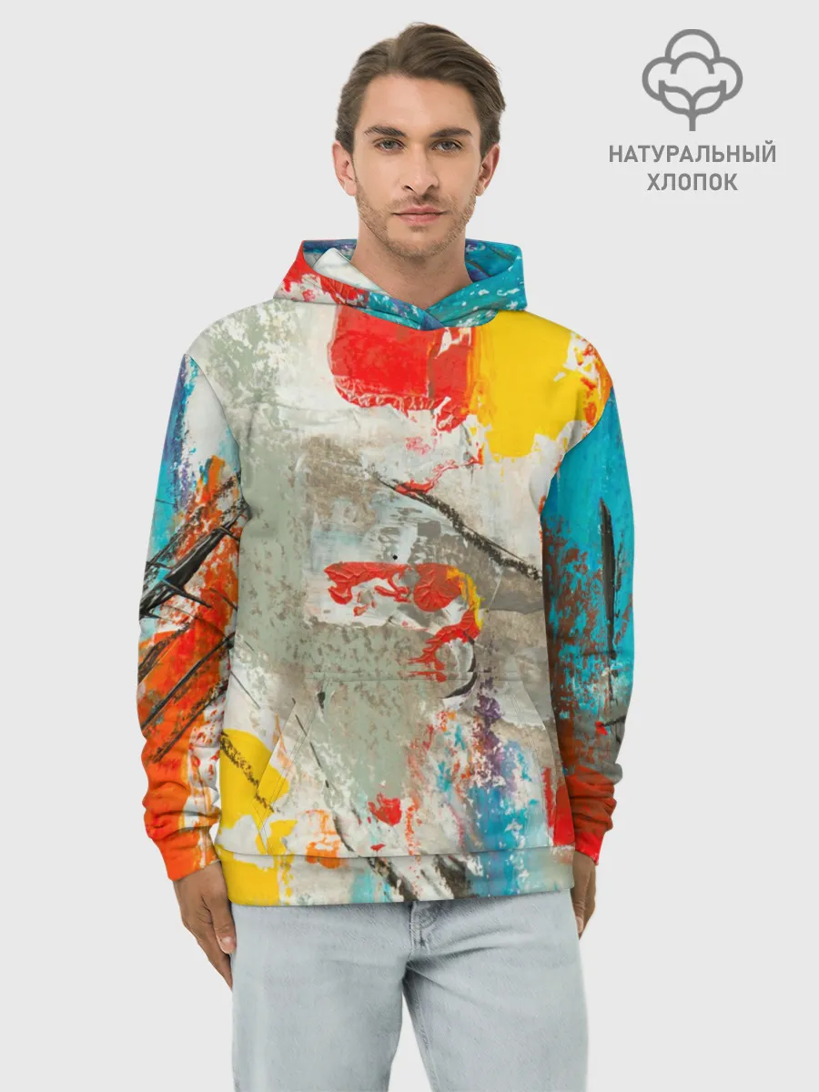 Худи мужской база хлопок / Буйство красок 3D