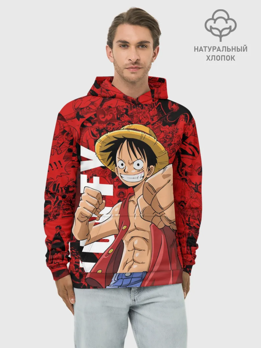 Худи мужской база хлопок / Манки Д. Луффи, One Piece