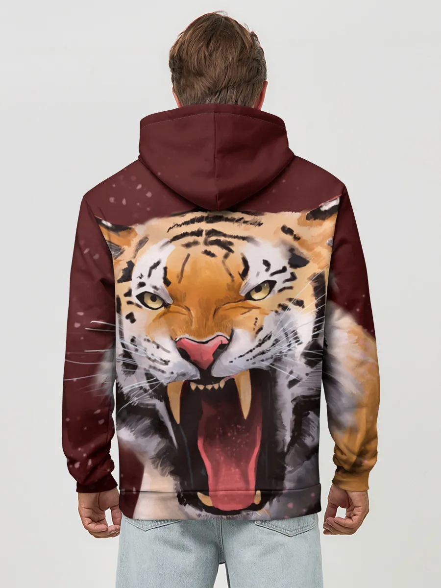 Худи мужской база хлопок / Тигр красавчик сердится