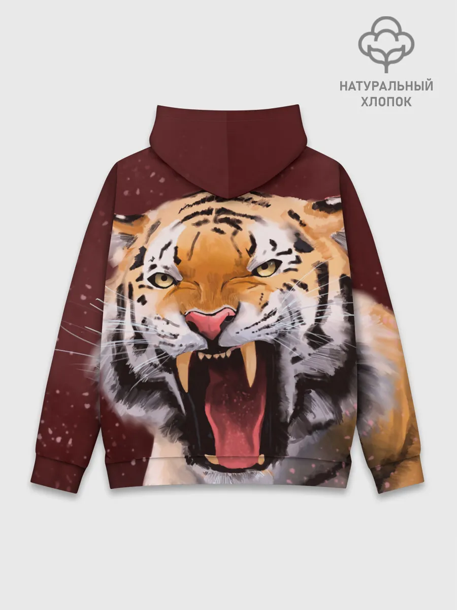 Худи мужской база хлопок / Тигр красавчик сердится