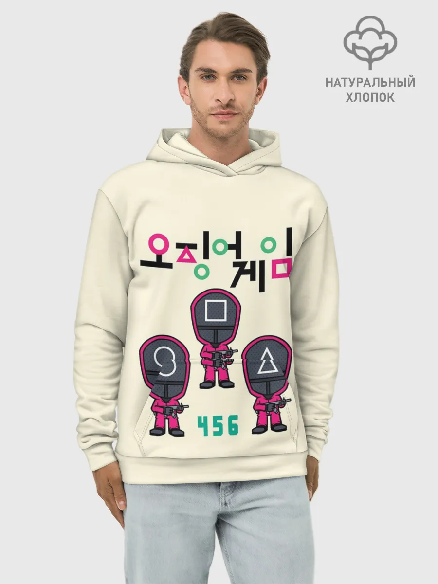 Худи мужской база хлопок / ИГРА В КАЛЬМАРА 456 | SQUID GAME 456