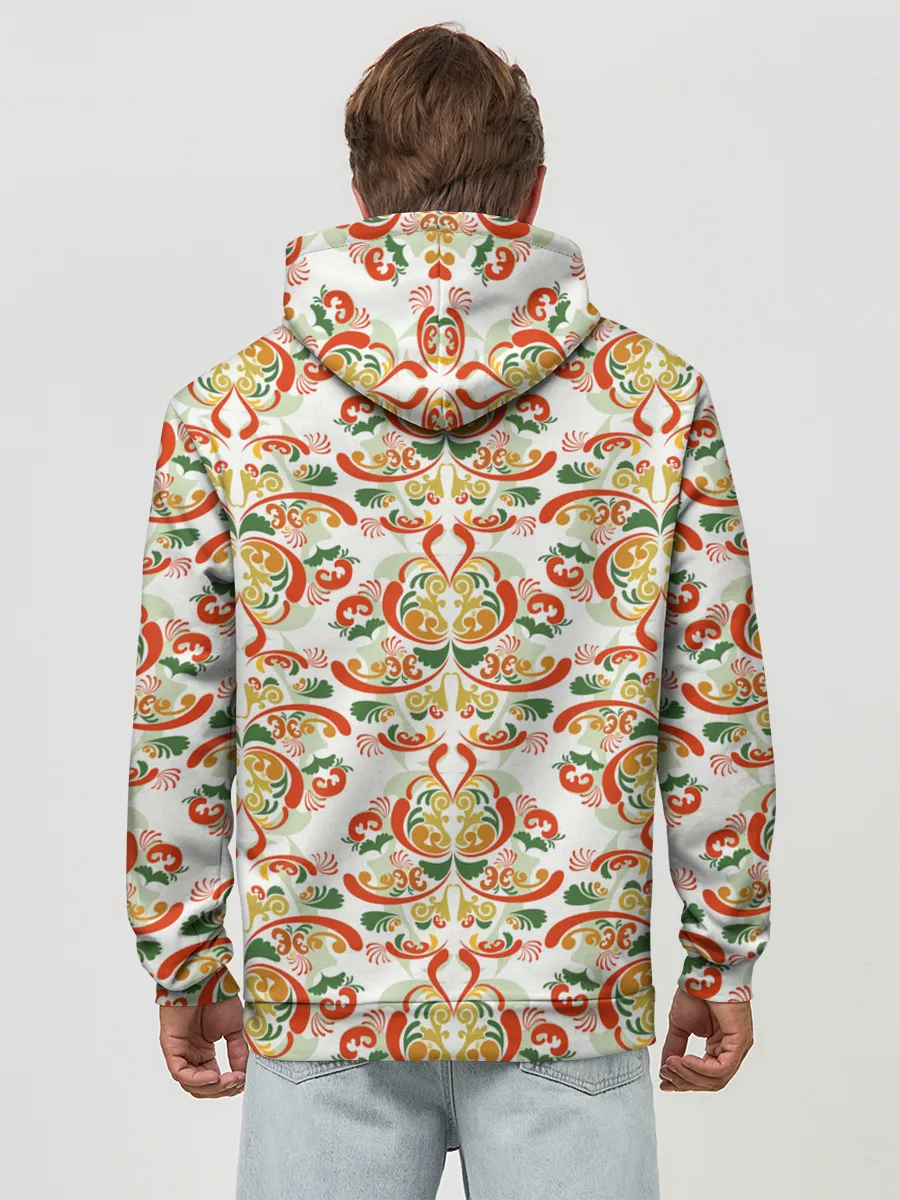 Худи мужской база хлопок / Хохломские узоры II