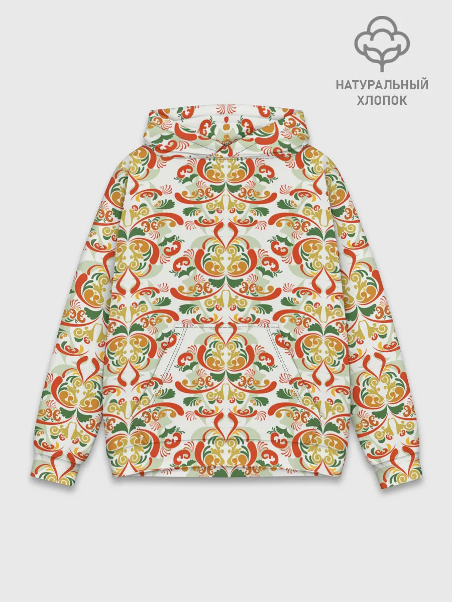 Худи мужской база хлопок / Хохломские узоры II