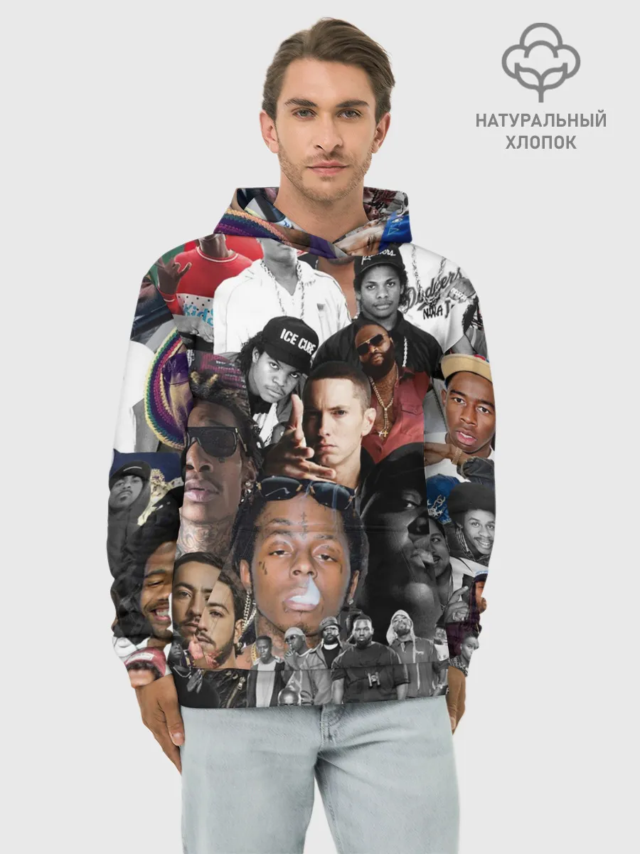 Худи мужской база хлопок / Рэп-Коллаж