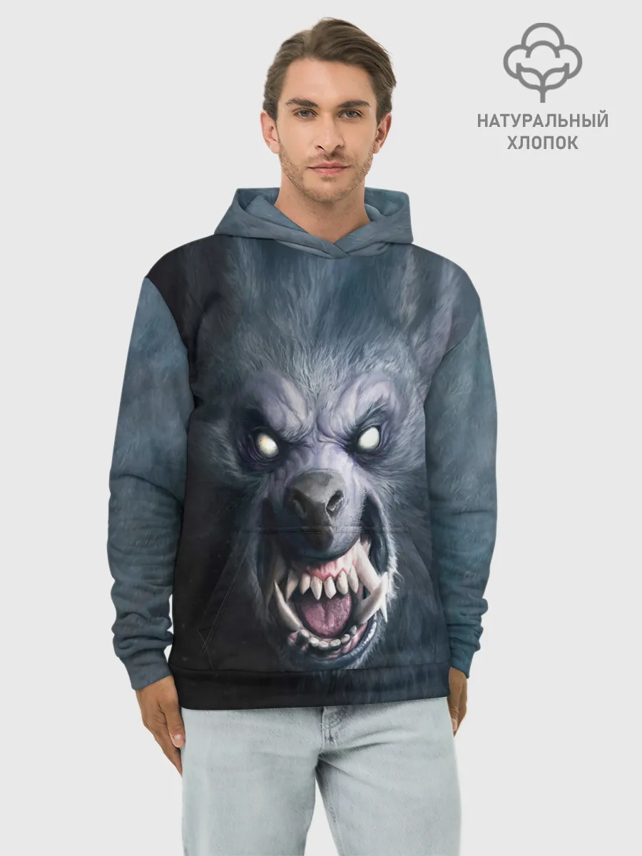 Худи мужской база хлопок / ВОЛК-ОБОРОТЕНЬ