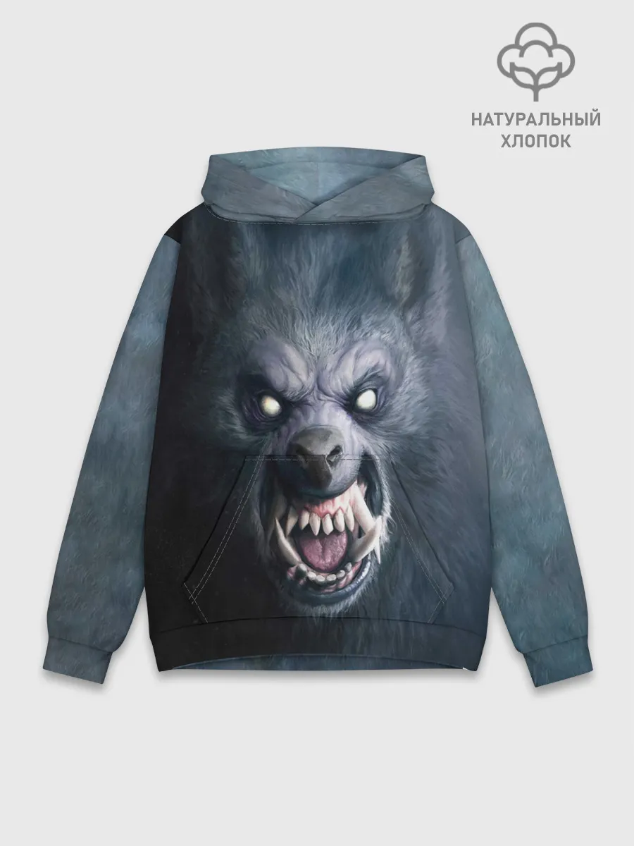 Худи мужской база хлопок / ВОЛК-ОБОРОТЕНЬ