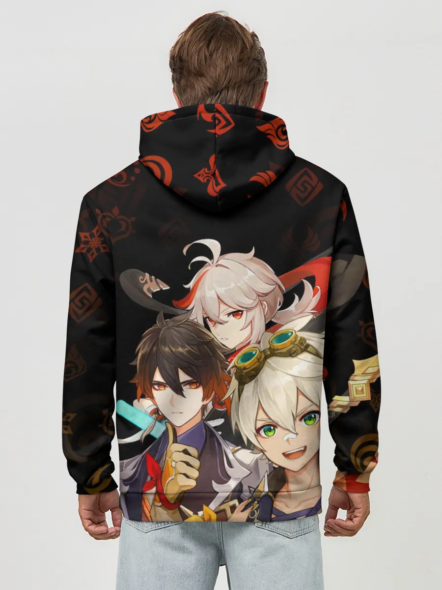 Худи мужской база хлопок / Genshin Impact: Беннет, Чжун Ли, Кадзуха