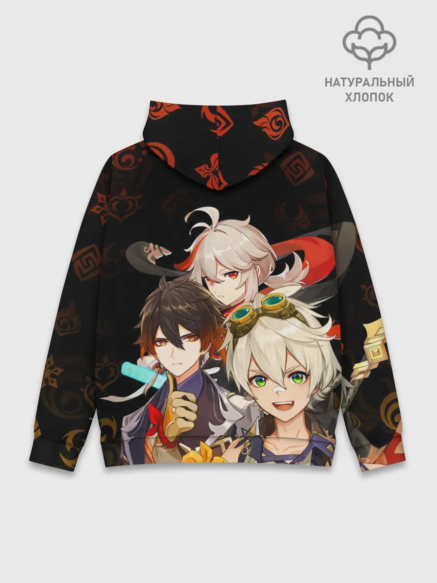 Худи мужской база хлопок / Genshin Impact: Беннет, Чжун Ли, Кадзуха
