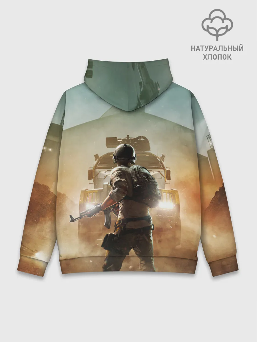 Худи мужской база хлопок / PUBG СОЛДАТ В ШЛЕМЕ | ПАБГ