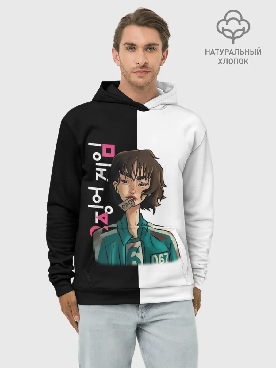 Худи мужской база хлопок / ИГРА В КАЛЬМАРА НОМЕР 067 | SQUID GAME