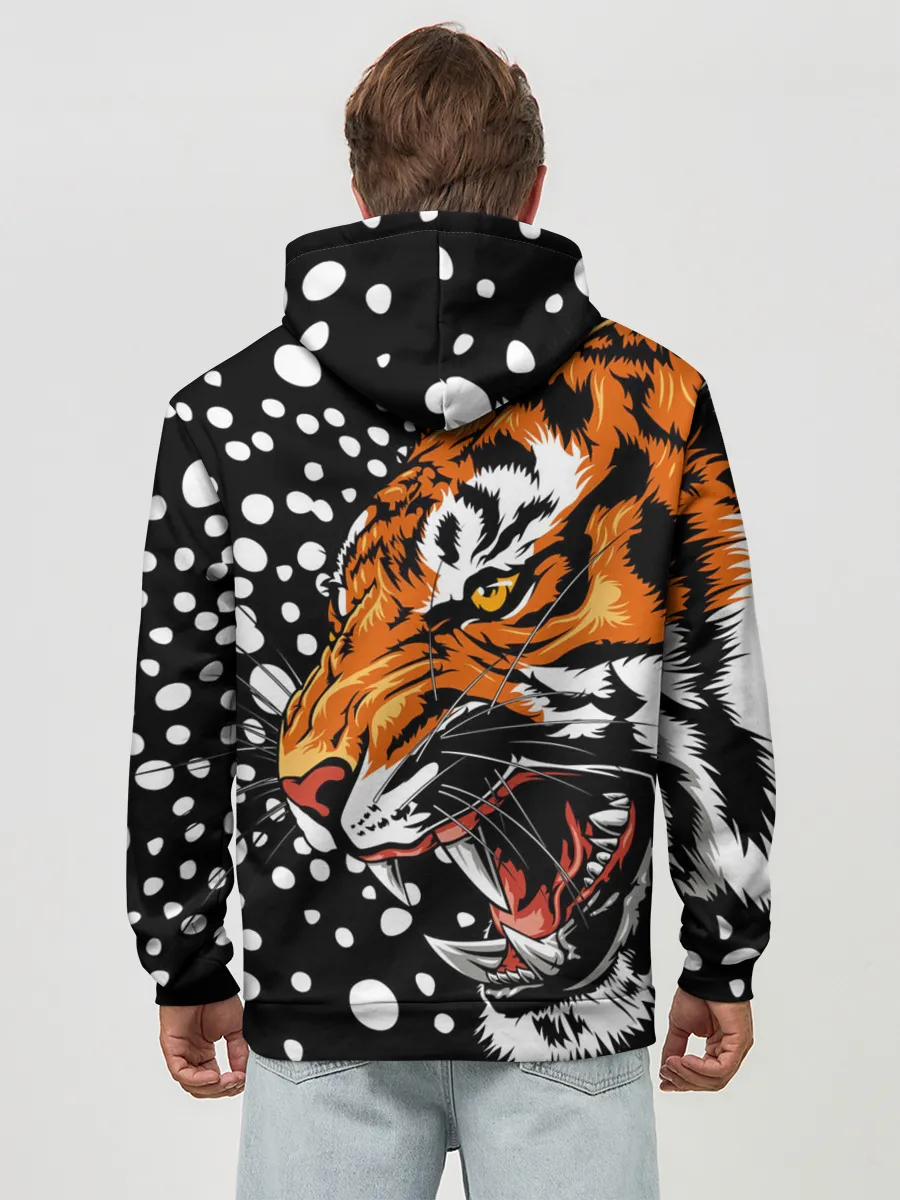 Худи мужской база хлопок / Амурский тигр и снегопад