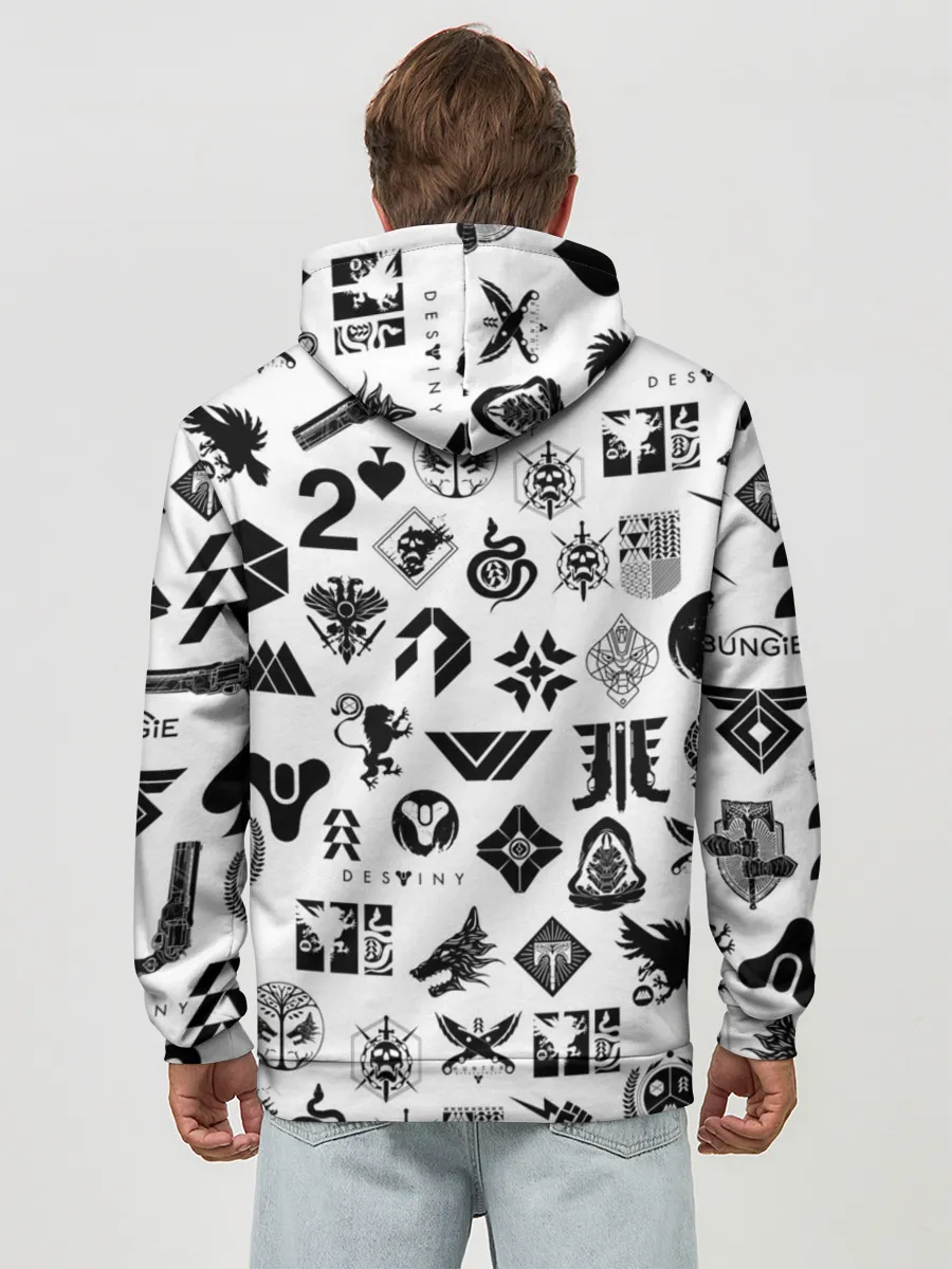 Худи мужской база хлопок / DESTINY 2 LOGO PATTERN / ДЕСТИНИ
