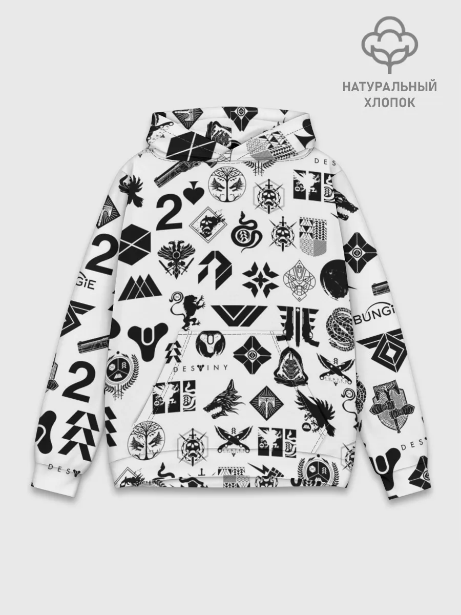 Худи мужской база хлопок / DESTINY 2 LOGO PATTERN / ДЕСТИНИ