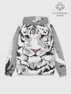 Худи мужской база хлопок / Белый снежный тигр