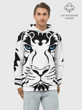 Худи мужской база хлопок / Водяной голубоглазый тигр