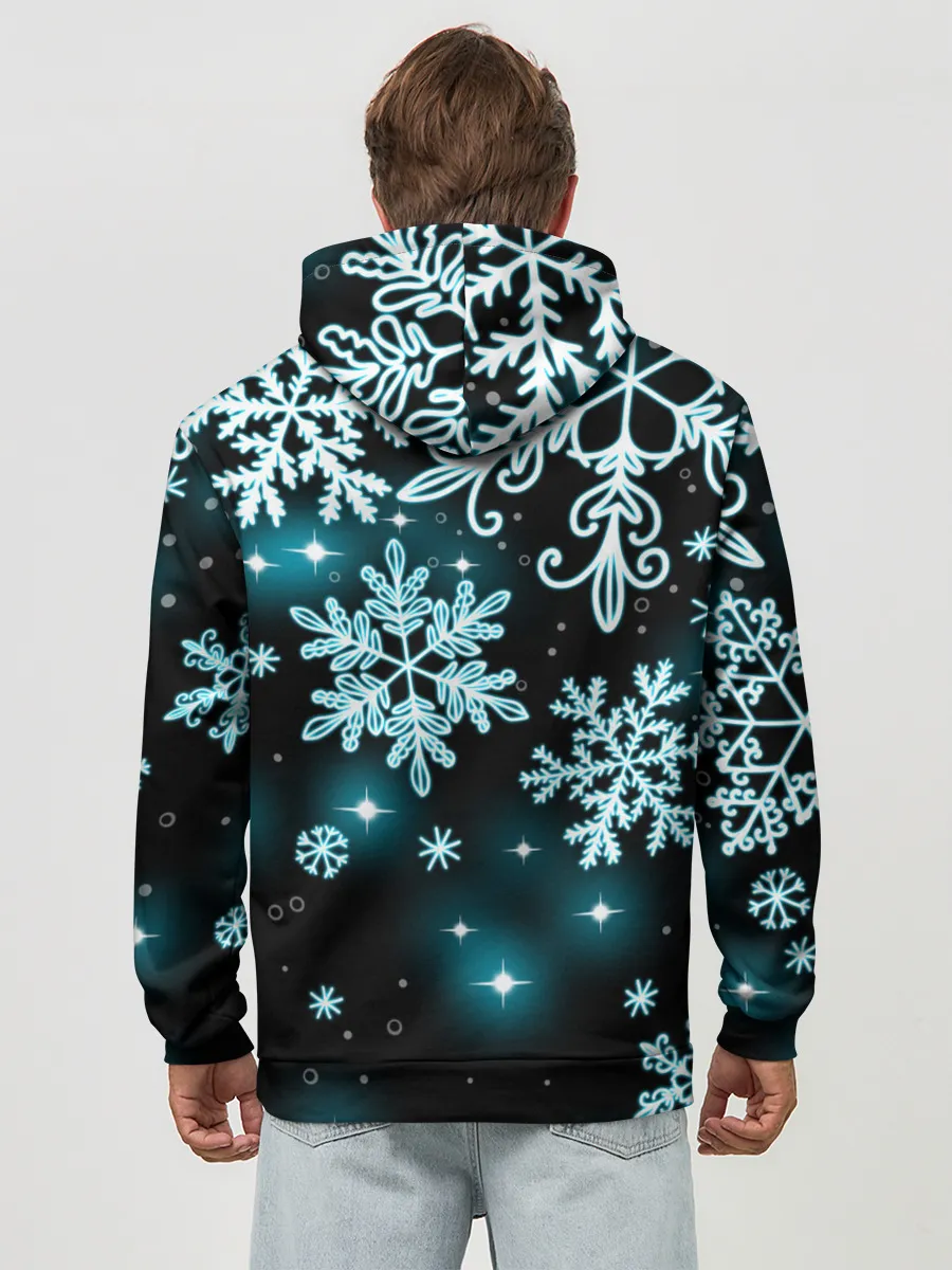 Худи мужской база хлопок / Космические снежинки