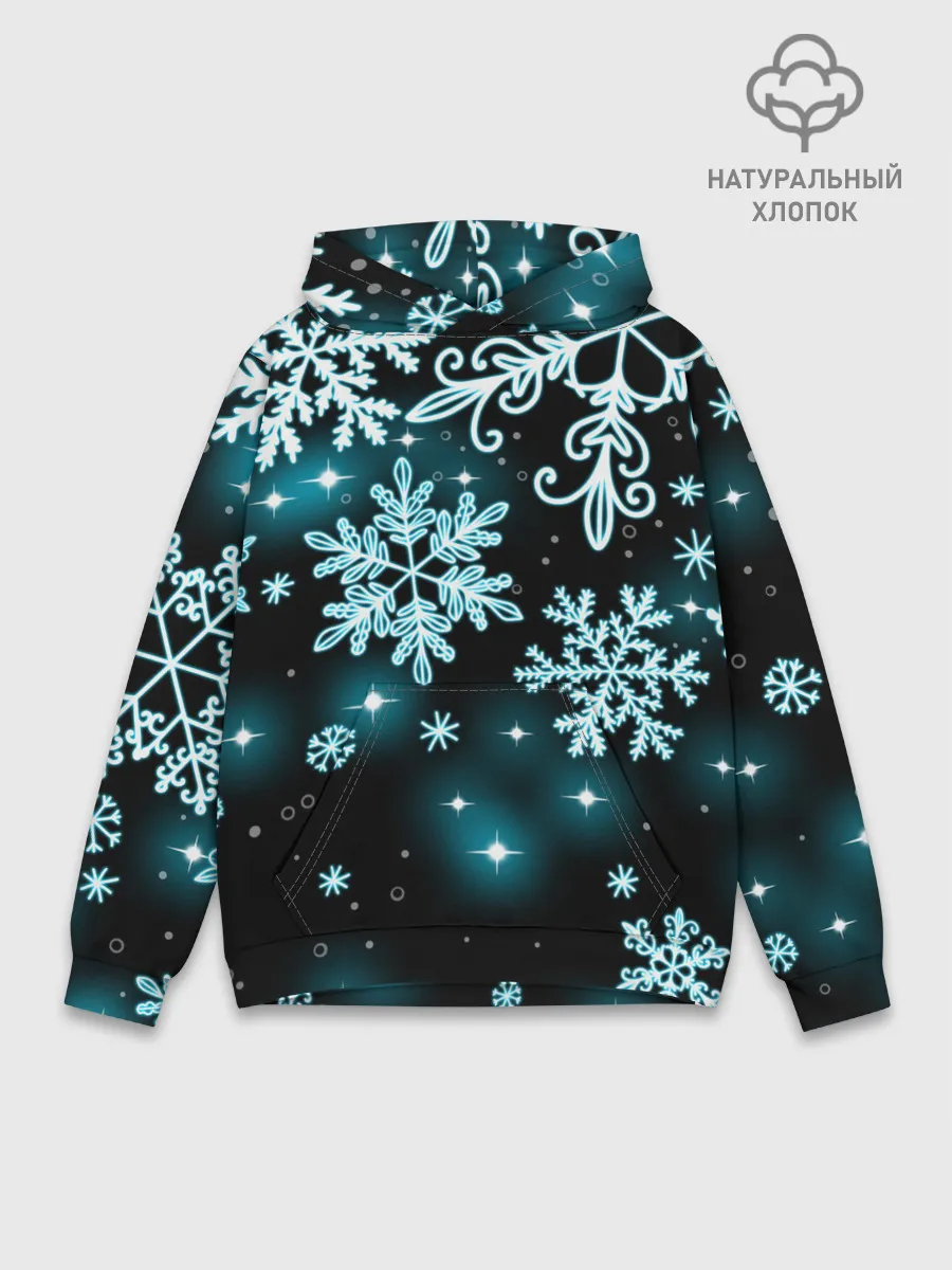 Худи мужской база хлопок / Космические снежинки