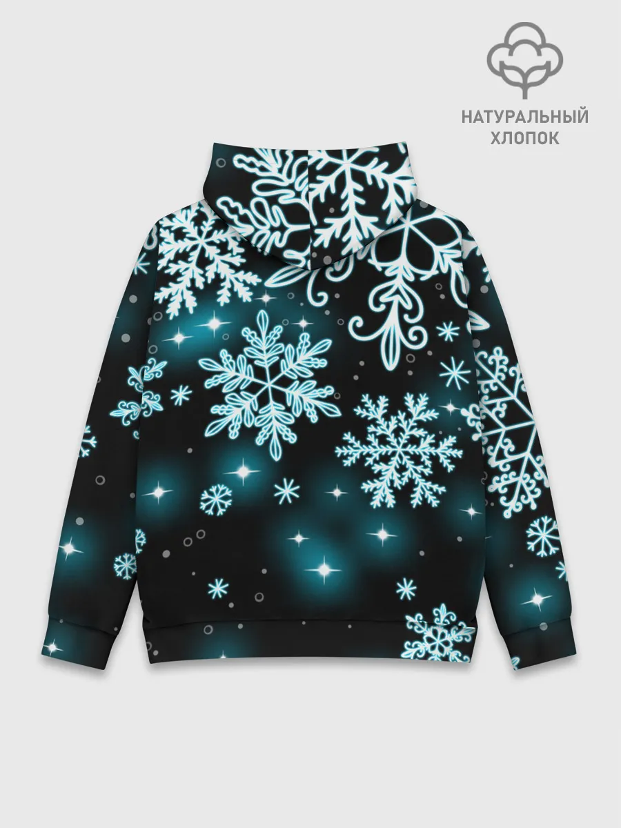 Худи мужской база хлопок / Космические снежинки