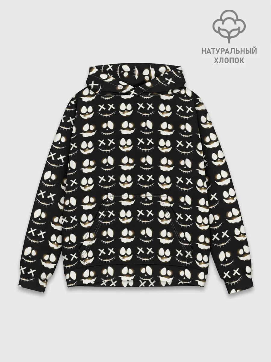 Худи мужской база хлопок / Прикольные смайлы Хэллоуин 2 / Halloween 2