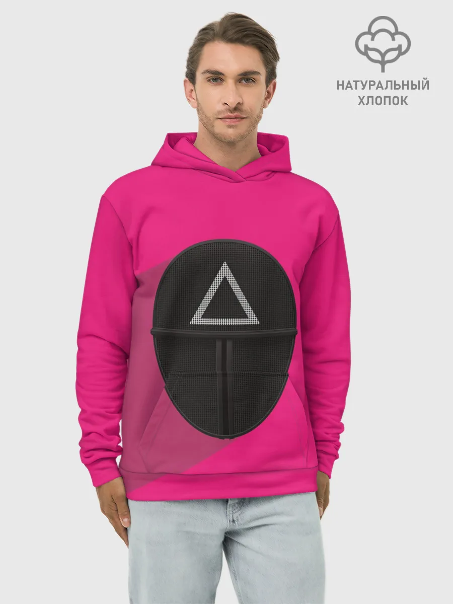 Худи мужской база хлопок / ИГРА В КАЛЬМАРА МАСКА ТРЕУГОЛЬНИК С ТЕНЬЮ