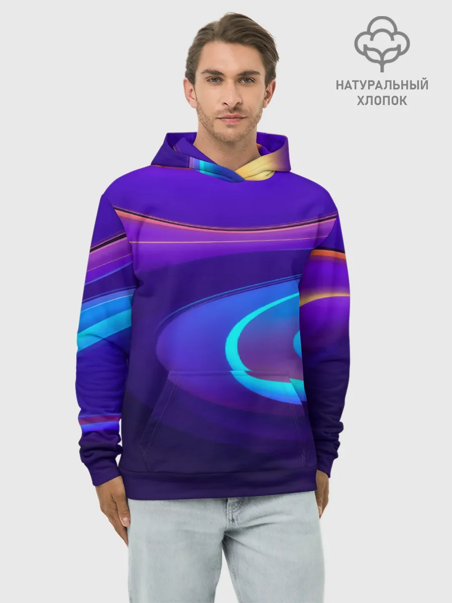 Худи мужской база хлопок / Аква принт