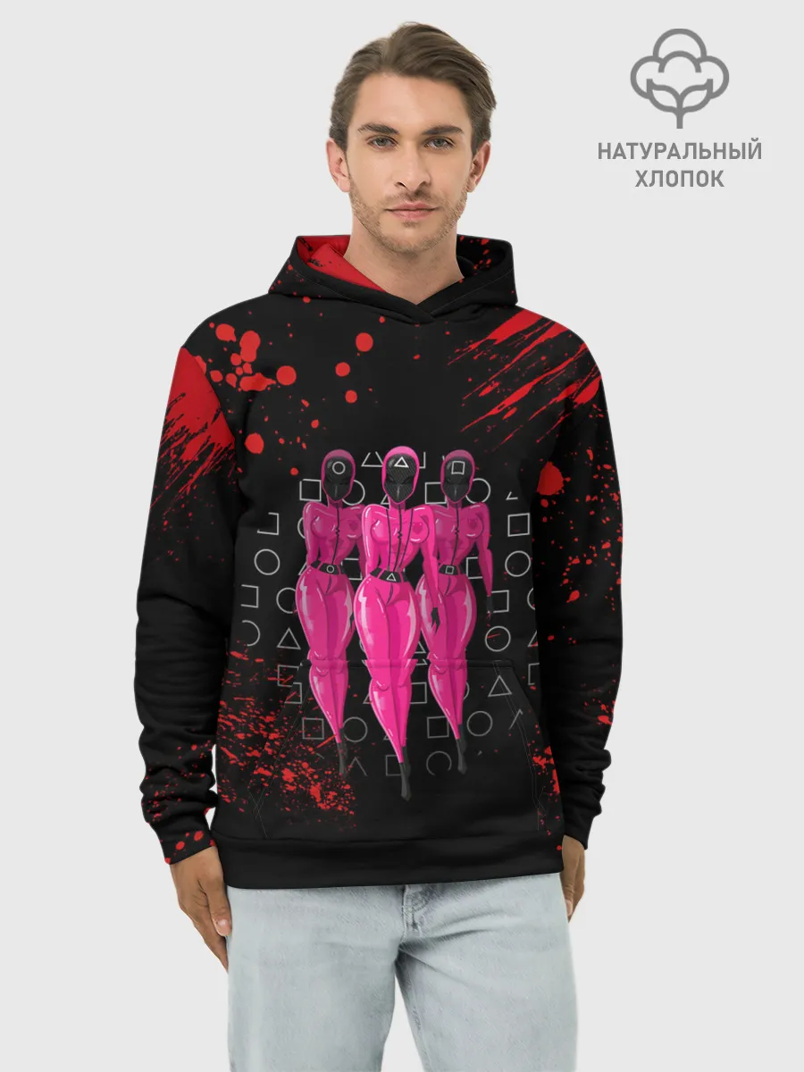 Худи мужской база хлопок / ГОРЯЧАЯ ОХРАНА | КРУГ ТРЕУГОЛЬНИК КВАДРАТ